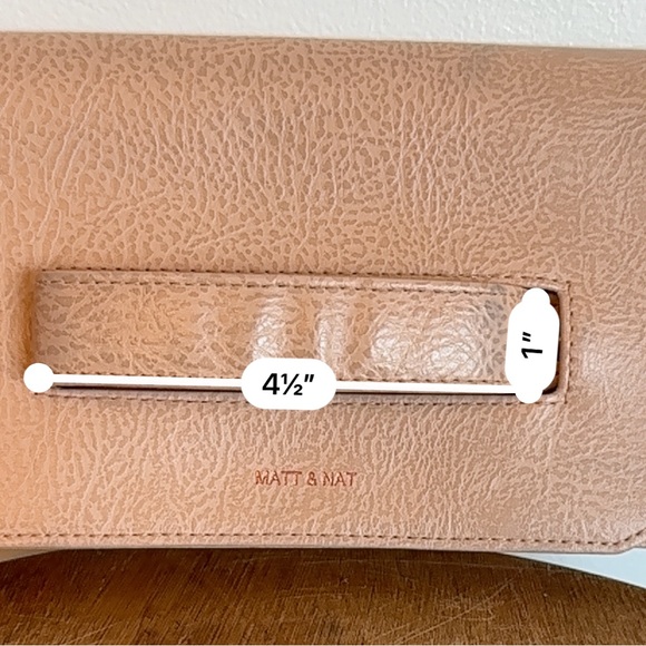 MATT & Nat Vegan Abiko Fold Over Clutch In The Colour Champagne Hand Strap Pink - Picture 14 of 16
